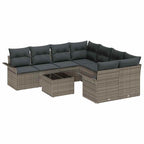 Conjunto de sofás de jardín 9 pcs Gris ratán sintético