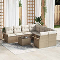 Conjunto de sofás de jardín 9 pcs Beige y Crema ratán sintético