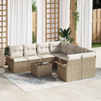 Conjunto de sofás de jardín 9 pcs Beige y Crema ratán sintético