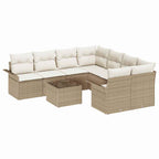 Conjunto de sofás de jardín 9 pcs Beige y Crema ratán sintético