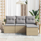 Conjunto de sofá de jardín con cojín 4 pcs Beige Poliratán