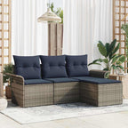 Conjunto de sofá de jardín con cojín 4 pcs Gris ratán sintético