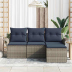 Conjunto de sofá de jardín con cojín 4 pcs Gris ratán sintético
