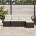 Conjunto de sofá de jardín 5 pcs Marrón ratán sintético
