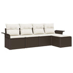 Conjunto de sofá de jardín 5 pcs Marrón ratán sintético