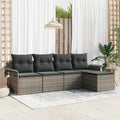 Conjunto de sofá de jardín con cojín 5 pcs Gris ratán sintético