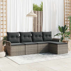Conjunto de sofá de jardín con cojín 5 pcs Gris ratán sintético