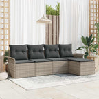 Conjunto de sofá de jardín 5 pcs Gris Claro ratán sintético