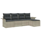 Conjunto de sofá de jardín 5 pcs Gris Claro ratán sintético