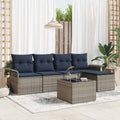 Conjunto de sofá de jardín 6 pcs Gris ratán sintético