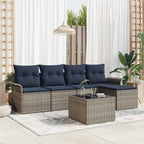 Conjunto de sofá de jardín 6 pcs Gris ratán sintético