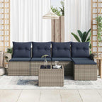 Conjunto de sofá de jardín 6 pcs Gris ratán sintético