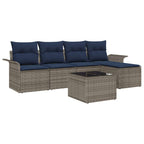 Conjunto de sofá de jardín 6 pcs Gris ratán sintético