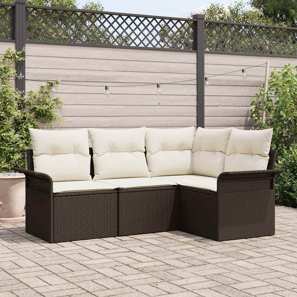 4-piece Garden Sofa Set Beige Synthetic Rattan