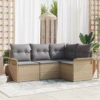 4-piece Garden Sofa Set Beige Synthetic Rattan