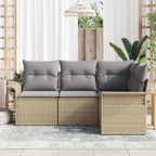 4-piece Garden Sofa Set Beige Synthetic Rattan