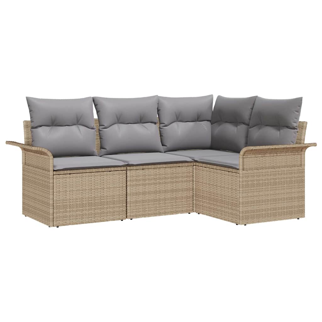 4-piece Garden Sofa Set Beige Synthetic Rattan