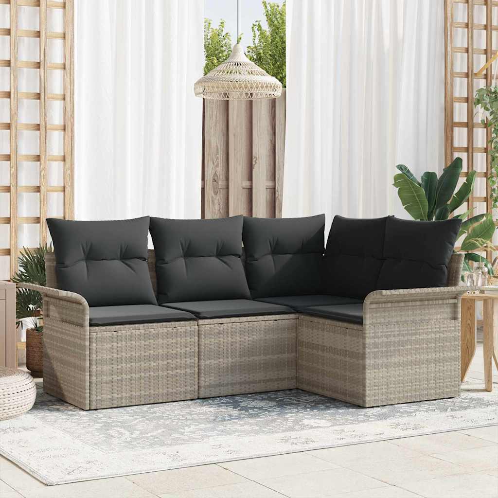 4-piece Garden Sofa Set Beige Synthetic Rattan