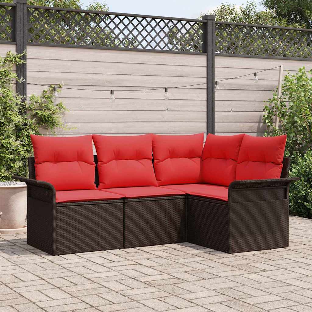 Conjunto de sofá de jardín 4 pcs Gris ratán sintético