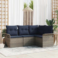Conjunto de sofá de jardín 4 pcs Gris ratán sintético