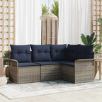Conjunto de sofá de jardín 4 pcs Gris ratán sintético