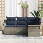 Conjunto de sofá de jardín 4 pcs Gris ratán sintético