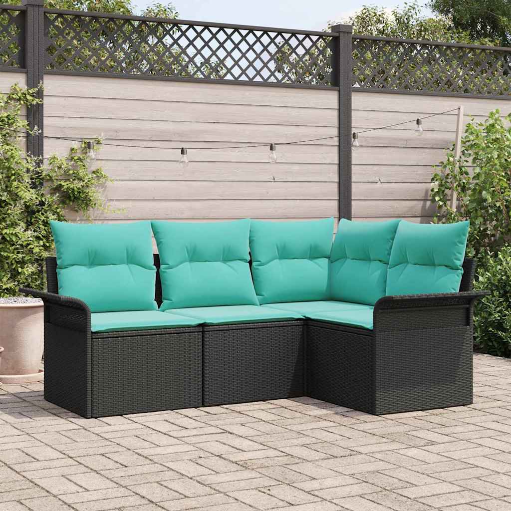 Conjunto de sofá de jardín 4 pcs Gris ratán sintético