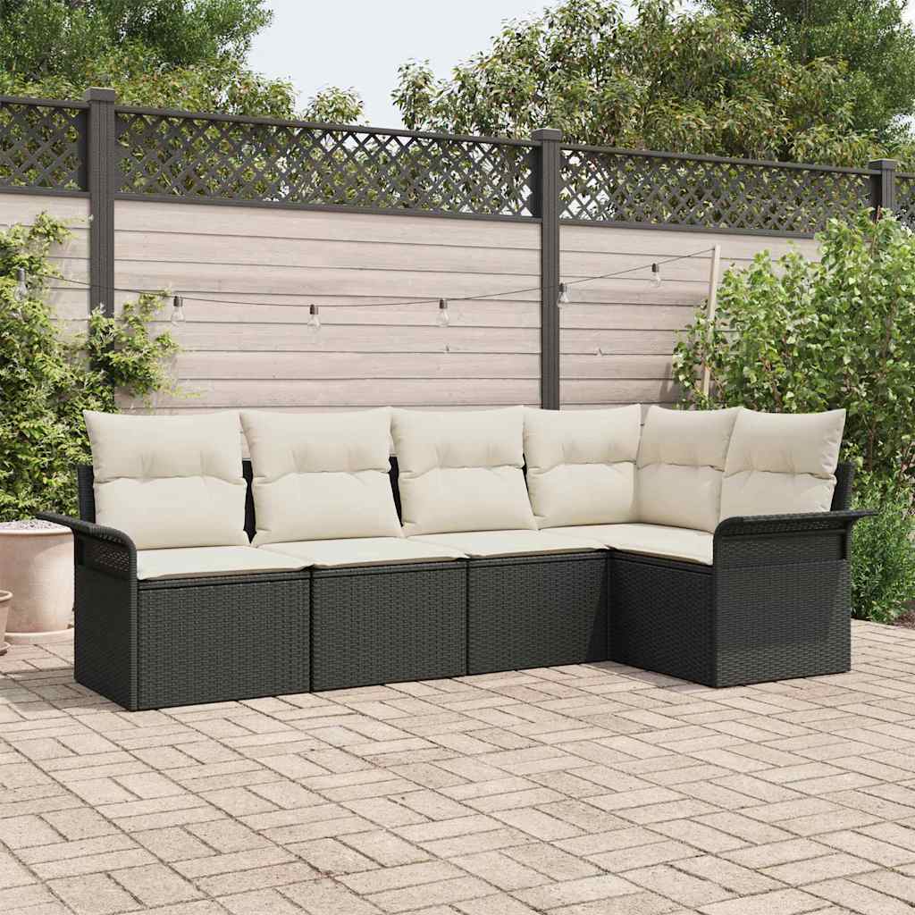 Conjunto de sofá de jardín 5 pcs Beige ratán sintético