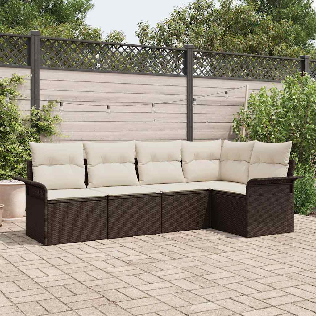 Conjunto de sofá de jardín 5 pcs Beige ratán sintético