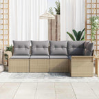 Conjunto de sofá de jardín con cojín 5 pcs Beige Poliratán