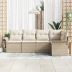 Conjunto de sofá de jardín 5 pcs Beige ratán sintético