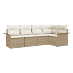 Conjunto de sofá de jardín 5 pcs Beige ratán sintético