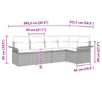 Conjunto de sofá de jardín 5 pcs Beige ratán sintético