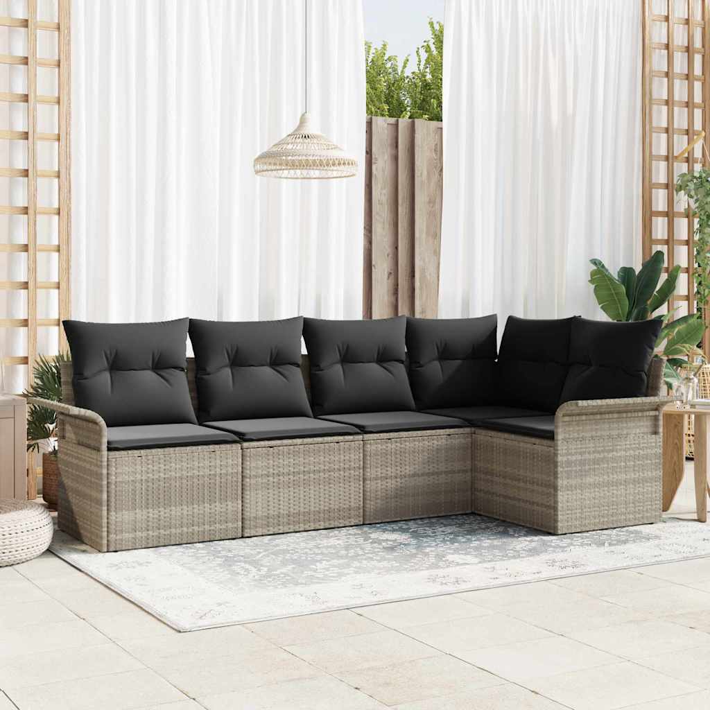 Conjunto de sofá de jardín 5 pcs Beige ratán sintético