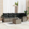 Conjunto de sofá de jardín con cojín 6 pcs Gris Poliratán