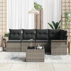Conjunto de sofá de jardín con cojín 6 pcs Gris Poliratán