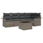Conjunto de sofá de jardín con cojín 6 pcs Gris Poliratán