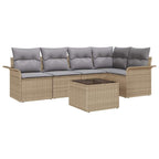 Conjunto de sofá de jardín con cojín 6 pcs Beige Poliratán