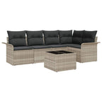 Conjunto de sofá de jardín con cojín 6 pcs Gris claro Poliratán