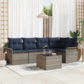 Conjunto de sofá de jardín 6 pcs Gris ratán sintético