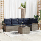Conjunto de sofá de jardín 6 pcs Gris ratán sintético