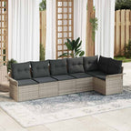 Conjunto de sofá de jardín 6 pcs Gris Claro ratán sintético