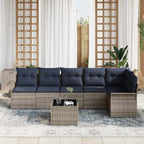 Conjunto de sofá de jardín 7 pcs Gris ratán sintético