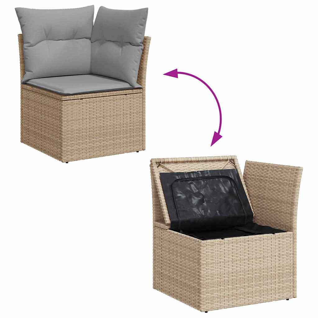 Conjunto de sofá de jardín con cojín 7 pcs Beige Poliratán