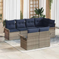 Conjunto de sofá de jardín con cojín 7 pcs Gris Poliratán