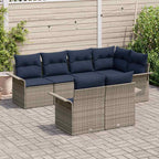 Conjunto de sofá de jardín con cojín 7 pcs Gris Poliratán