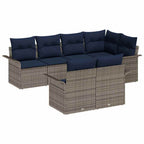 Conjunto de sofá de jardín con cojín 7 pcs Gris Poliratán