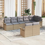 Conjunto de sofá de jardín 8 pcs Beige ratán sintético