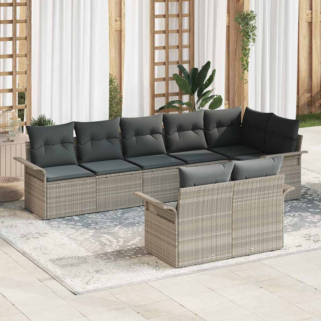 Conjunto de sofá de jardín 8 pcs Beige ratán sintético