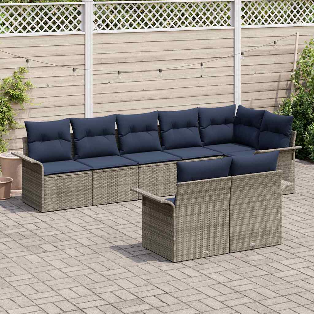 Conjunto de sofá de jardín 8 pcs Gris ratán sintético